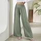 thumbnail image 3 of Pantalones casuales de color gris y verde para mujer: corte holgado, cintura elástica, perfectos para el trabajo, citas, playa - Pantalones de pierna ancha y cintura alta XXL, 3 of 7