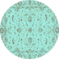 thumbnail image 1 of Ahgly Company Indoor Round Oriental Light Blue Traditional Area Rugs, 4' Round, 1 of 4