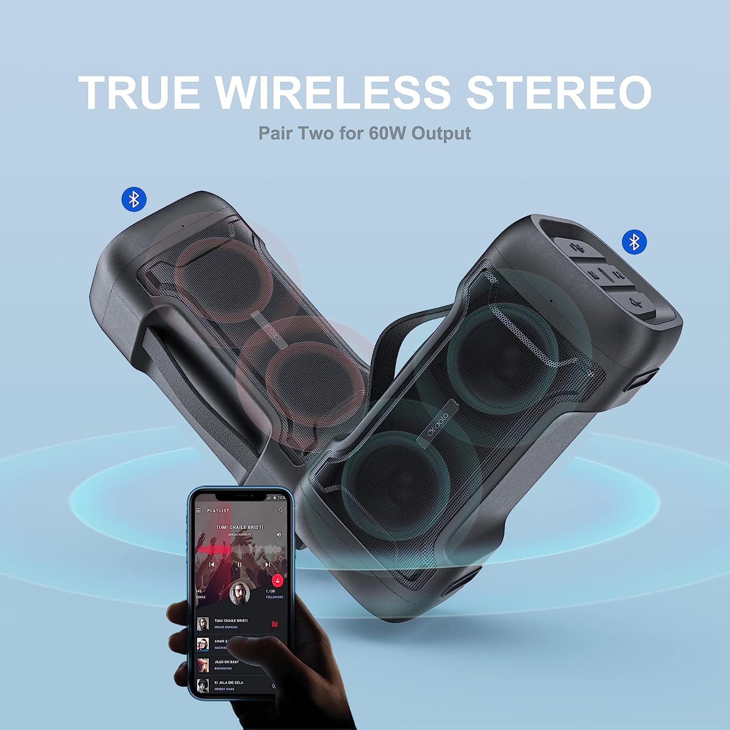 Oraolo Bluetooth Speaker with Deep Bass Basser Portable