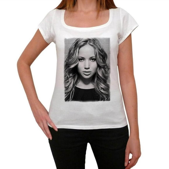 Women's Graphic T-Shirt Jennifer Lawrence 1 Eco-Friendly Ladies Limited Edition Short Sleeve Tee-Shirt Vintage Birthday Gift Novelty