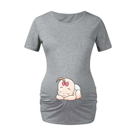 

Maternity Shirts Summer Short Sleeve Maternity Tops Casual Workout Clothes Maternity Womens Print Maternity Dress Large Size Maternity Short Sleeve T-Shirt