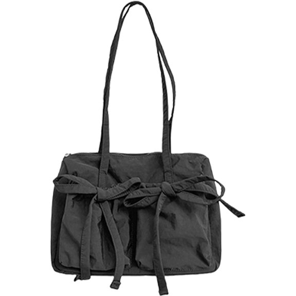 COOLHOOD Women Bag Bows Handbag Nylon Shoulder Bag Large Capacity Armpit Bag Korean Styles Underarm Bag Shopping Bag Travel Bag