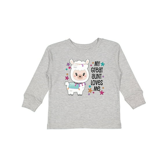 Inktastic My Great Aunt Loves Me- Cute and Happy Llama Boys or Girls Long Sleeve Toddler T-Shirt