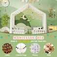 thumbnail image 5 of Euroco House Floor Bed with High Railings, Full Size Kids' Bed with Canopy, White, 5 of 13