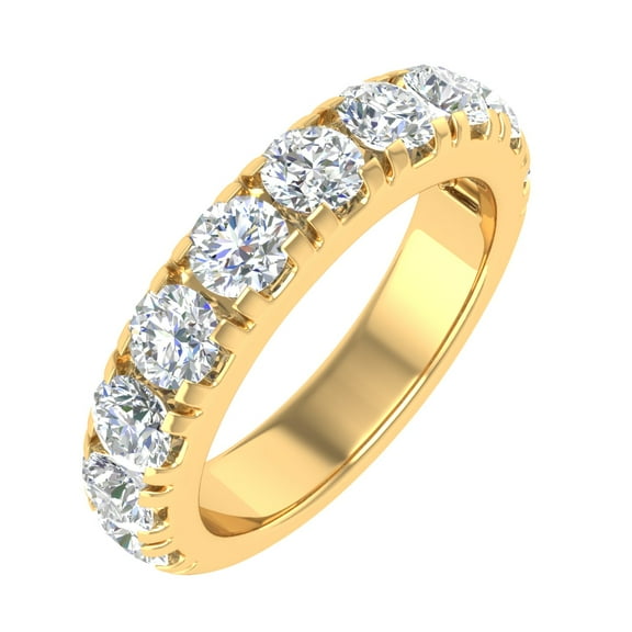 2 Carat (ctw) Diamond Wedding Band Ring in 10K Yellow Gold - IGI Certified (Ring Size 4.75)