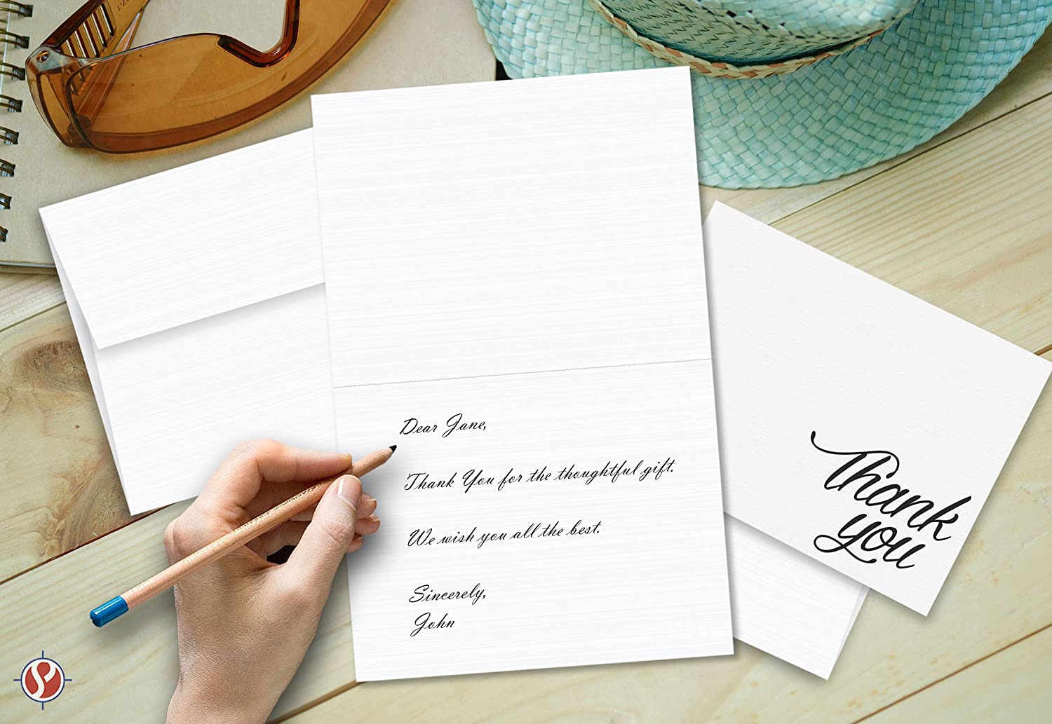 Thank You Card - 5 x 7" Inches Half-Fold Greeting Cards with Envelopes - Elegant Design Linen textured Card - Blank on the Inside - For Weddings, Baby Shower, Graduation and All Occasion | 5" x 7"