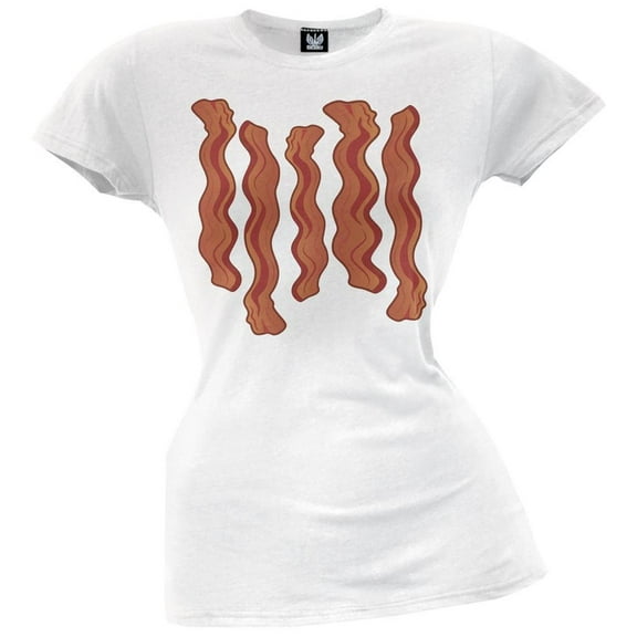 Halloween Women's Juniors Bacon Costume Short Sleeve Graphic Tee