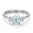 thumbnail image 3 of Gem Stone King 925 Sterling Silver Sky Blue Aquamarine and Lab Grown Diamond Engagement Ring for Women | 1.09 Cttw | Oval 7X5MM | Gemstone March Birthstone | Size 6, 3 of 6
