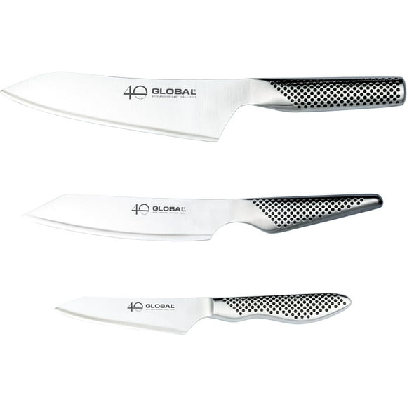 Global Knives 3 Piece Knife Set, 40th Anniversary Limited Edition, Premium Japanese Steel Blades