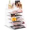 thumbnail image 1 of Sorbus Organizador de maquillaje transparente – Almacenamiento de maquillaje y joyas, estuche y expositor – Diseño espacioso – Gran soporte para tocador, baño, tocador y encimera (4 cajones grandes, 2, 1 of 5