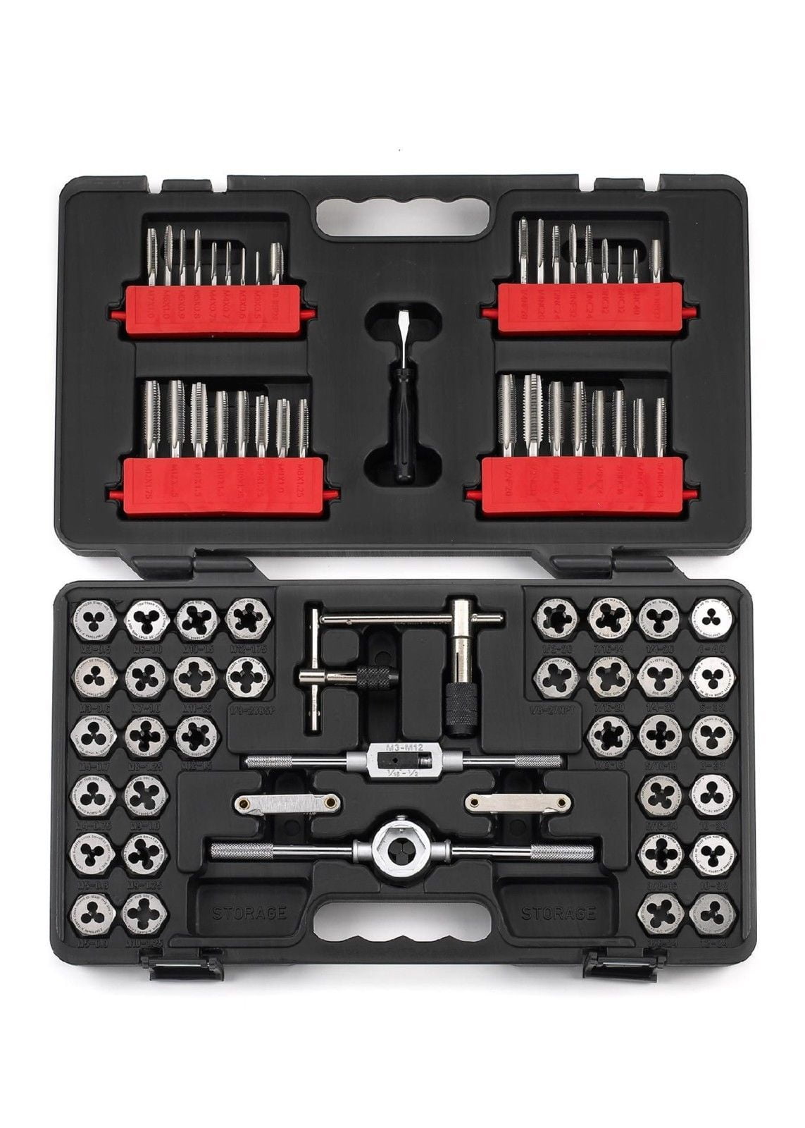 86 PC PIECE TUNGSTEN STEEL MM & SAE SIZE INCH STEEL TAP & AND DIE TOOL SET KIT 