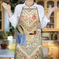 thumbnail image 6 of Pioneer Flower Floral Print Pattern Apron-Garden Aprons for Women with Pockets-Cotton Linen Waterproof Kitchen Cooking Gardening Aprons Adjustable for Kitchen,Cooking,BBQ and Salon 33x27 Inch, 6 of 7
