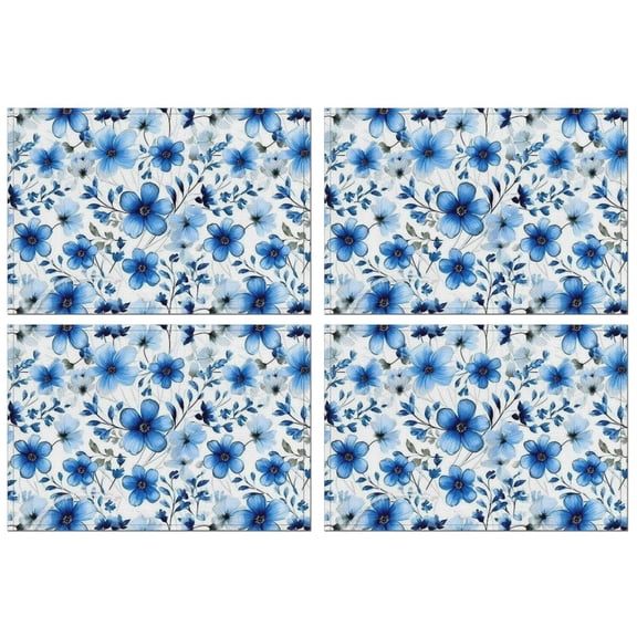 Pioneer Flower Floral Print Pattern Summer Placemats Table Placemats Set Of 4-Linen Kitchen Washable Placemats Table Mats 12x18 Inch Non-Slip Heat Resistant