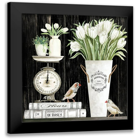 Jacobs, Cindy 12x12 Black Modern Framed Museum Art Print Titled - Tulips and Scales