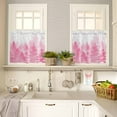thumbnail image 4 of Winter Watercolor Pink Trees Kitchen Curtains and Valances Set, Snowflake Plant Christmas Gradient Rod Pocket Window Valance Window Curtain Panels for Living Room Bedroom Laundry, 27.5x36in, 3 Pieces, 4 of 7
