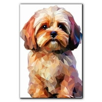 Lhasa Apso Dog Art Canvas, Pet Wall, Polygon Art Print on Canvas Canvas, large wall art, bathroom wall art, Ready to Hang,Living Room,Bedroom ＆ Office