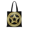 thumbnail image 1 of ASHLEIGH Canvas Tote Bag Bling Golden Star Emblem Diamonds Celebrity Jewel Gold Label Durable Reusable Shopping Shoulder Grocery Bag, 1 of 1