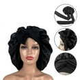 thumbnail image 3 of Women Silk Bonnet  Wide Band Satin Sleeping Cap For Long Curly Hair  Adjustable Shower Cap Soft Sleeping Hat Night Cap With Elastic Ribbon, 3 of 5