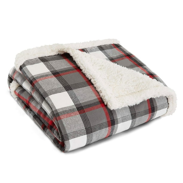 Eddie Bauer Edgewood Plaid Flannel Sherpa Throw - Walmart.com - Walmart.com