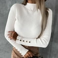 thumbnail image 4 of Hfyihgf Women's Mock Turtleneck Sweater Long Sleeve Ribbed Cable Knit Pullover Slim Fit Soft Jumper Tops（White,XXL), 4 of 8