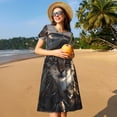thumbnail image 4 of Disketp Pilot Cat In Vintage Plane para Vestido de Manga Corta para Mujeres, Vestidos de Verano para Mujeres, Casual y Holgado para la Playa, 4 of 6