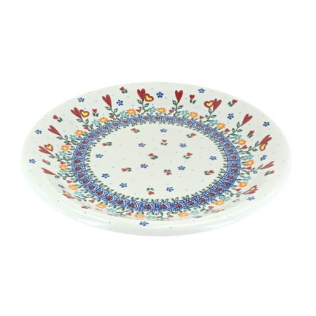 

Blue Rose Polish Pottery Hearts & Flowers Dinner Plate