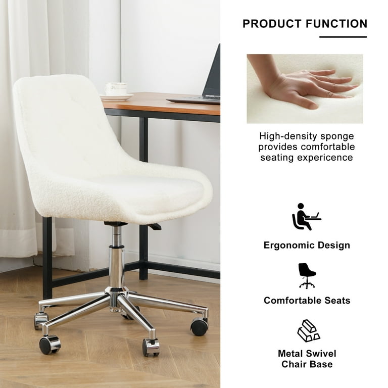 Armless Desk Chairs with Wheels Comfy Upholstered Desk Chair with Wide Seat and Backrest Height Adjustable Computer Task Chairs for Home Base
