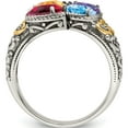 thumbnail image 3 of 14K/Silver Two-Tone Sterling Silver & 14K Four-Stone And Diamond Mother's Ring Semi-Mount (Size 8) Made In Thailand qmr20/4-8, 3 of 5