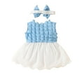 thumbnail image 4 of Zwiiyzr Infant Baby Girl Summer Clothes Baby Girl Romper Dress Sleeveless Embroidery Baby Cute Dress with Headband 0-2T Sky Blue, 4 of 4