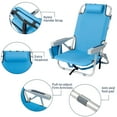 thumbnail image 5 of Beach Chairs with 5-Position Recline, 330lbs Folding Backpack Beach Lounge Chairs with Storage Pockets, Cup Holder & Towel Bar, Portable Aluminum Lay Flat Camping Chairs for Travel, Pool & Outdoor, 5 of 9