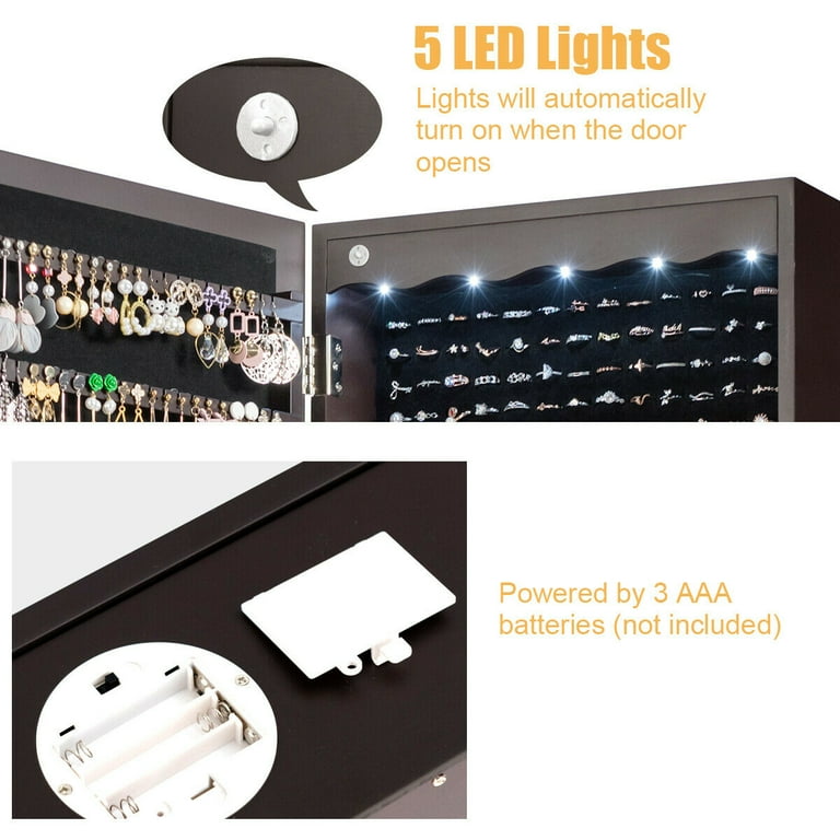 Free Shipping! Giantex 5 LEDs Jewelry Armoire Wall Mounted Free Shipping! Giantex 5 LEDs Jewelry Armoire Wall Mounted