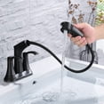 thumbnail image 2 of Bathroom Faucet with Pull Out Sprayer, 2 Handle 4 Inch Faucet Utility Sink Faucet, Matte Black, 2 of 6