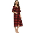 thumbnail image 6 of Buffalo Plaid Robe for Women - Medium Length Luxury Holiday Kimono Women's Nightgown Bathrobe with Pockets 3/4 Sleeve Pajamas Dress,Red S-2XL, 6 of 7