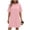 Pink, variant on QQZ Summer Dress for Women Crew Neck Short Sleeve Solid Basic T-Shirts Casual Midi Dresses with Pocket