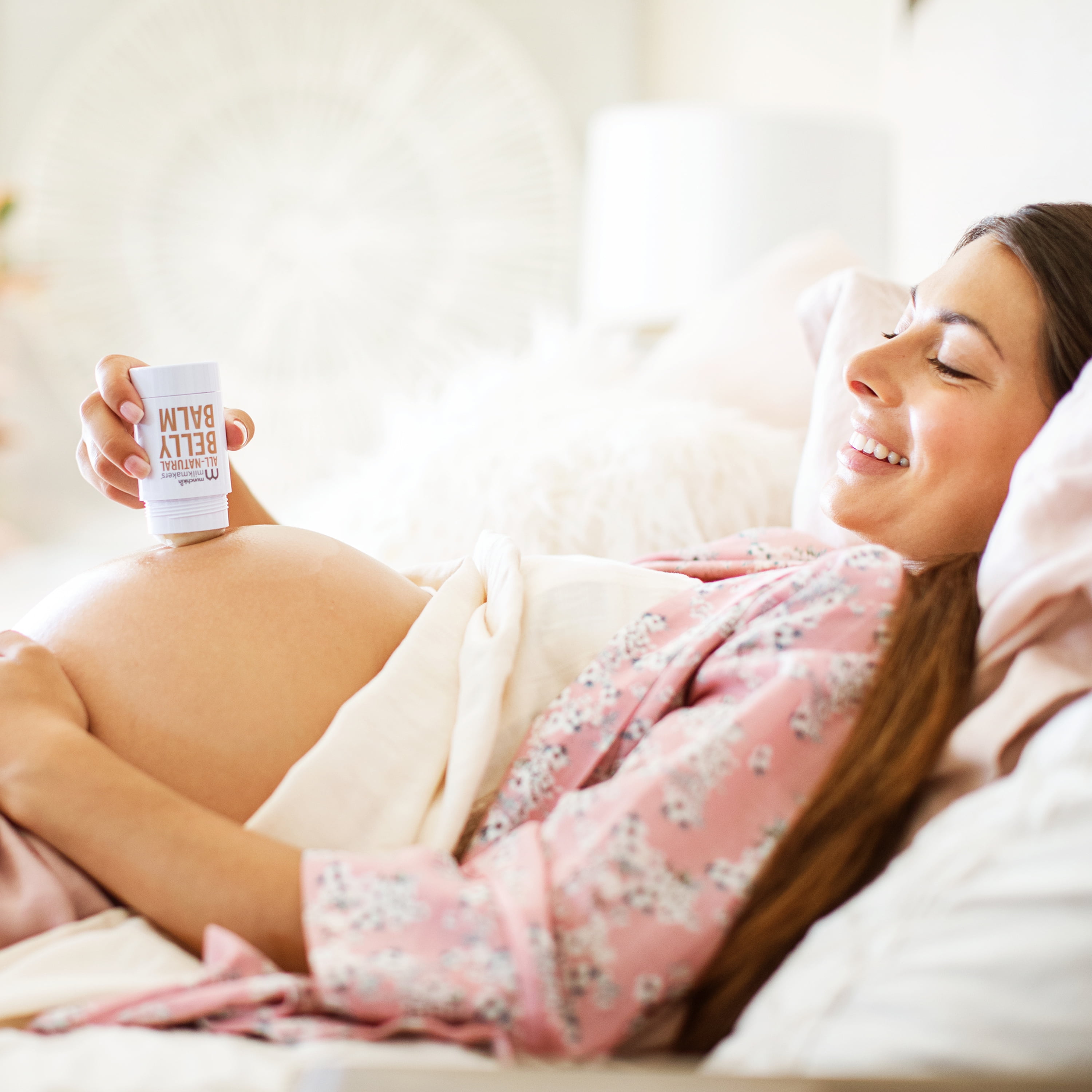 Munchkin Milkmakers All-Natural Moisturizing Belly Balm for Pregnancy Skincare with Mess-Free Applicator