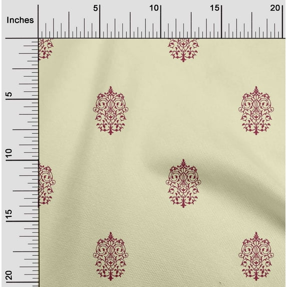 oneOone Cotton Silk Light Yellow Fabric Ethnic Block Sewing Craft Projects Fabric Prints By Yard 42 Inch Wide