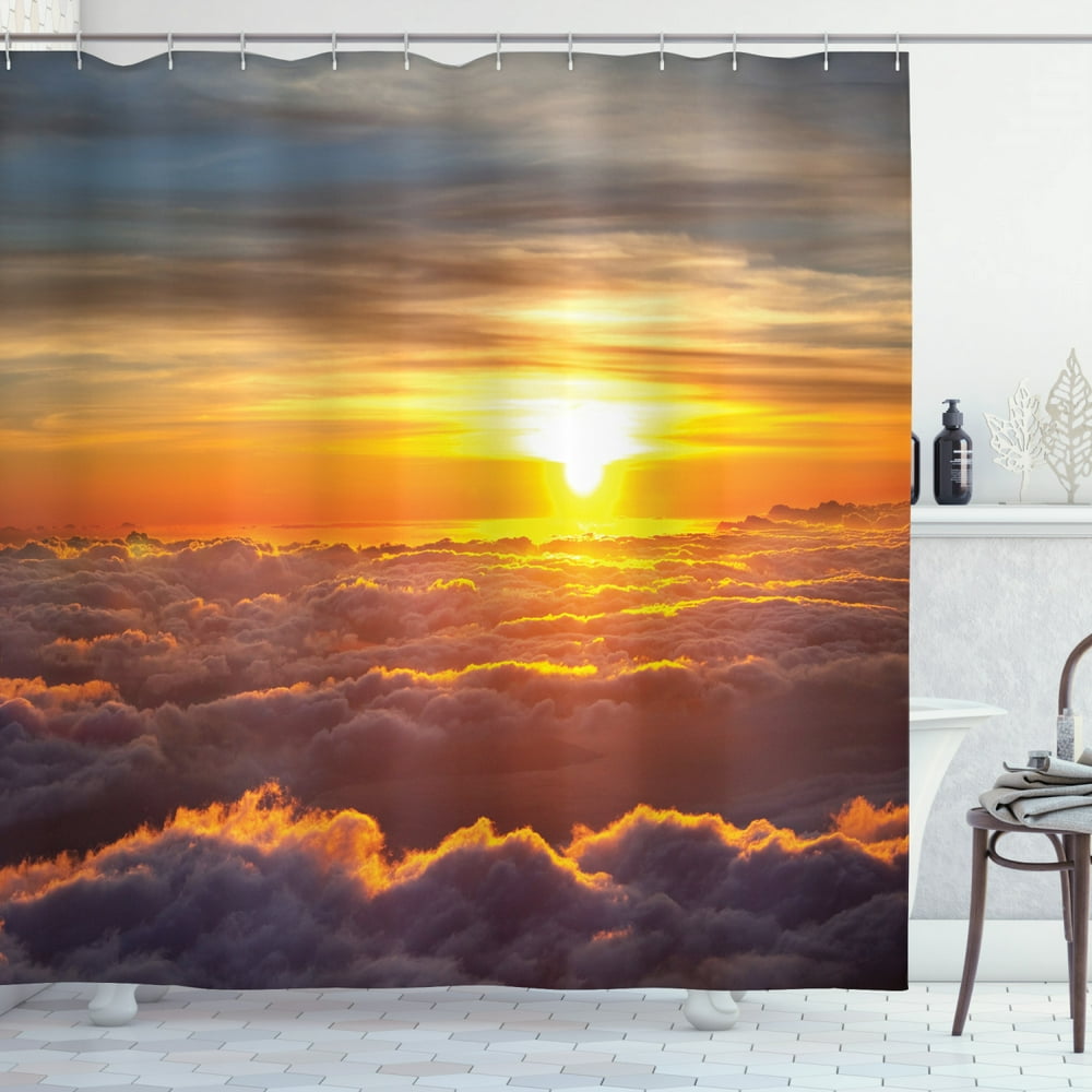 Clouds Shower Curtain, Sunset Scenery over the Clouds Imaginary Secret ...