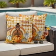thumbnail image 4 of Thanksgiving Outdoor Waterproof Pillow Covers, Fall Orange Pumpkin Turkey Maple Leaf Plaid Decorative Square Throw Pillowcase Sofa Cushion Sham for Patio/Couch/Chair, 20"x20" 2 Pack, 4 of 8
