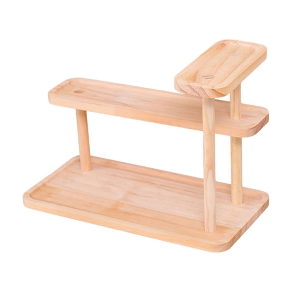 HBBKVI 12.4x8.9x6.1in 3-Tier Wooden Display Rack, Solid Wood Storage Stand for Cups Tea Set Perfume Desktop Decor