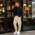 thumbnail image 6 of Resicozy Mens Fleece Cargo Sweatpants Casual Cotton Tapered Drawstring Athletic Workout Joggers Sweat Pants with Pockets Beige 2XL, 6 of 7
