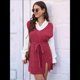 thumbnail image 4 of de Vestido Tipo Chaleco para Mujer, Suéter de Punto, Suéter con Cuello en V y Cintura Anudada Rojo XL, 4 of 10