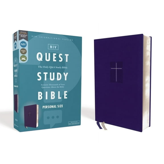 Niv, Quest Study Bible, Personal Size, Leathersoft, Blue, Comfort Print: The Only Q and A Study Bible, (Hardcover)