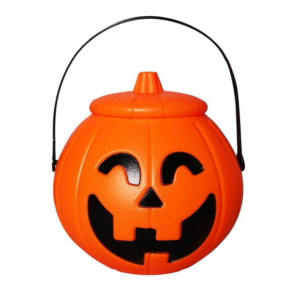 Kripyery Halloween Candy Bucket Trick or Treating Pumpkin Bucket Storage Basket Portable Halloween Candy Bowl Child Snack Holder for Party Favors