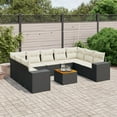 thumbnail image 1 of vidaXL 10 Piece Garden Sofa Set with Cushions Black Poly Rattan, 1 of 5