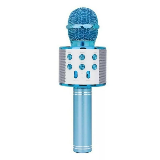 Cateissary Micrófono Bluetooth inalámbrico de mano para teléfono inteligente, altavoz para cantar, micrófono para el hogar, KTV, fiesta al aire libre Cables de audio/vídeo azul