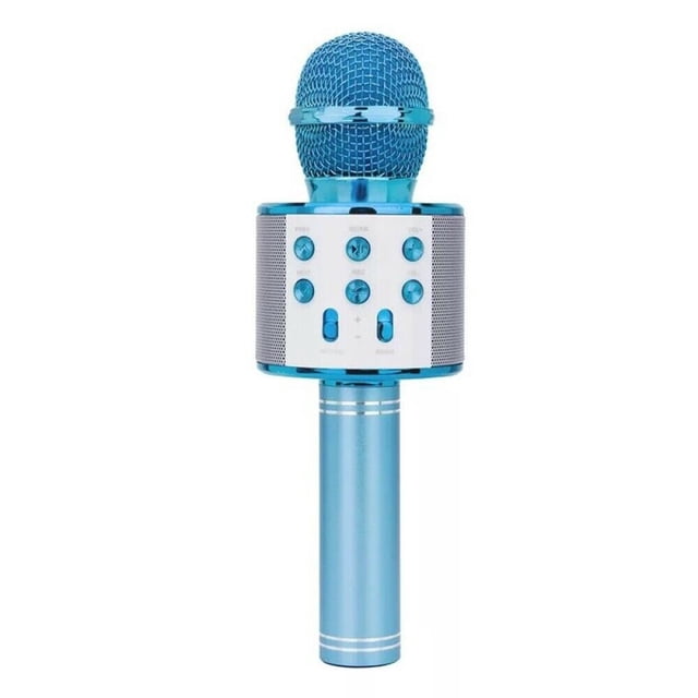 Bearachild Micrófono inalámbrico de mano para teléfono inteligente, altavoz para cantar, micrófono Bluetooth para el hogar, KTV, fiesta al Cables de audio/vídeo azul