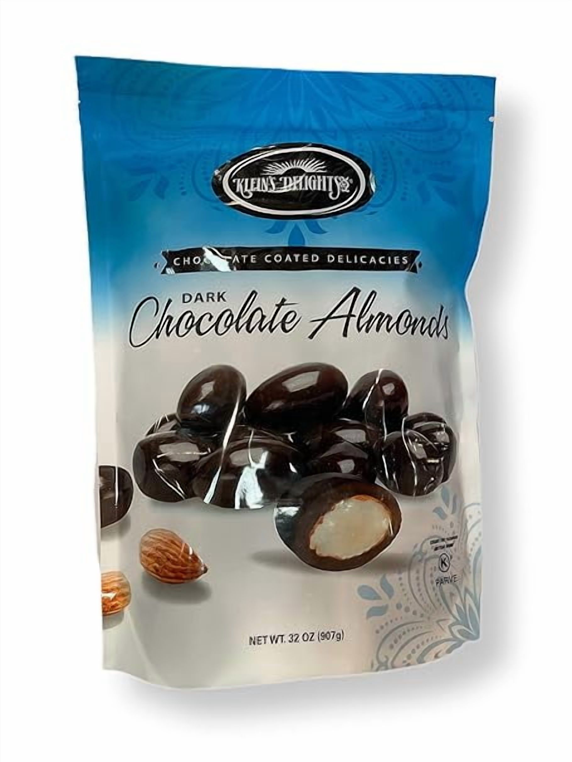 Klein’s Naturals 2 Pack Passover Chocolate Almonds 32oz Each – Dark Chocolate Covered Almonds Kosher Snack