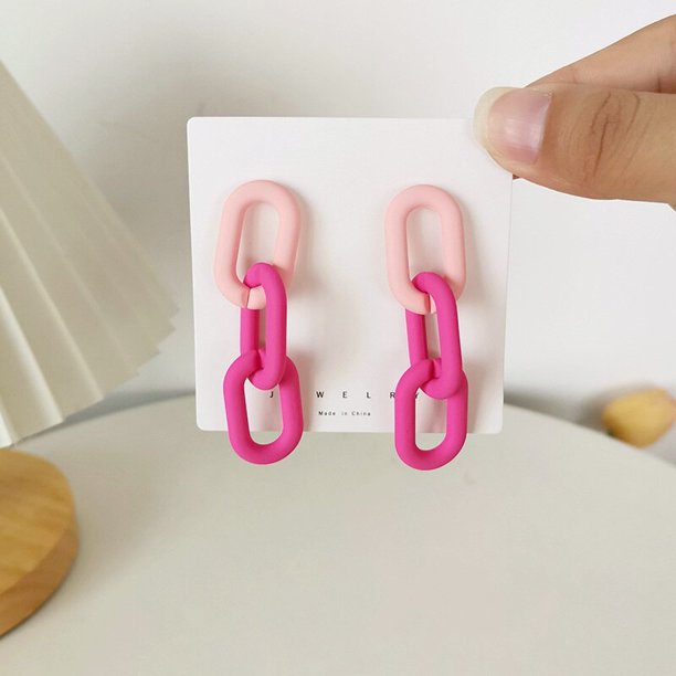 Nuevos pendientes de gota de cadena de acrílico de color sólido Simple para mujer moda coreana exageración grandes pendientes regalo joyería Tan Jianjun unisex