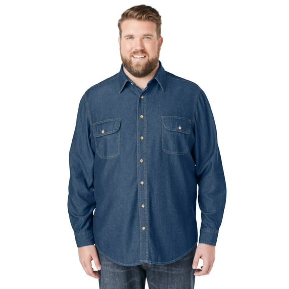 Boulder Creek By Kingsize Men's Big & Tall  Long Sleeve Denim And Twill Shirt