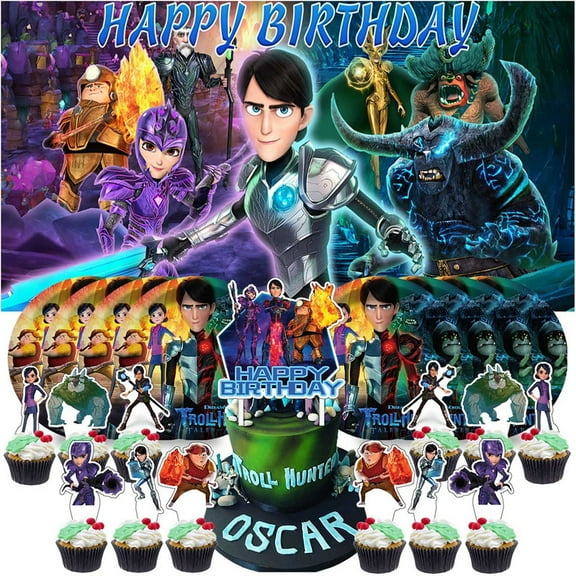 Trollhunters Party Decor Decorations Plates Movie Background Cake Topper Fans Backdrop Banner